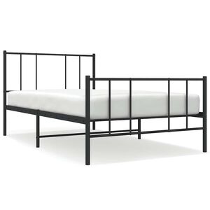 vidaXL Metalni okvir kreveta uzglavlje i podnožje crni 75x190 cm