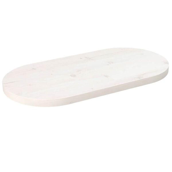 vidaXL Ploča za stol bijela 60x30x2,5 cm od masivne borovine ovalna