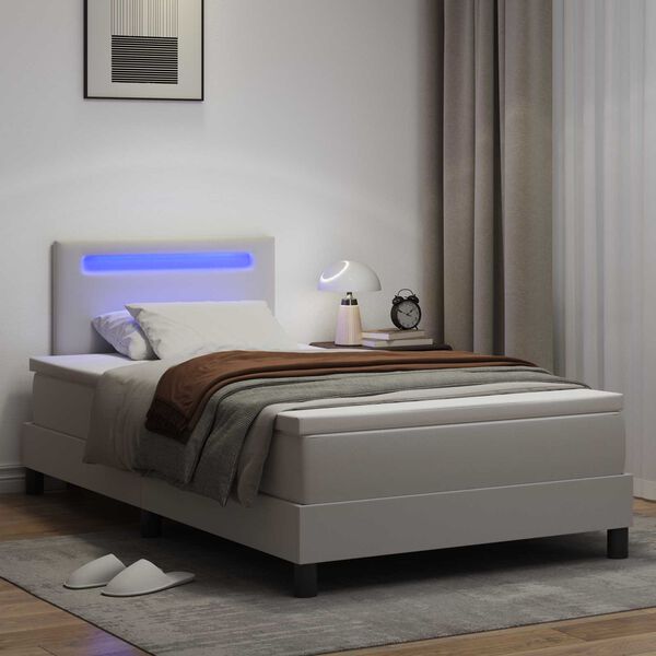 vidaXL Krevet s opruga kutije Bijelo 120 x 200 cm Umjetna koža