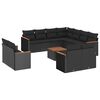 vidaXL 12-dijelni set vrtnih sofa od poliratana s jastucima crni