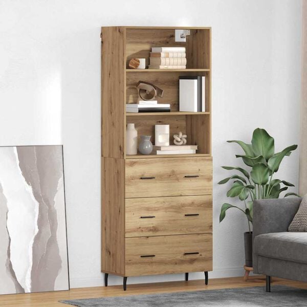 vidaXL Highboard s ladicama Umjetnički hrast 69,5 x 34 x 180 cm