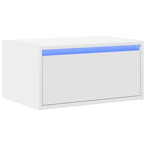 vidaXL Zidni noćni ormarić s LED svjetlima bijeli