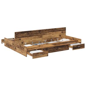 vidaXL Krevet s ladicama Staro drvo 140 x 190 cm Konstruirano drvo
