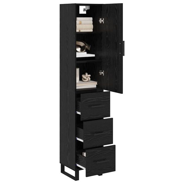 vidaXL Highboard Crni hrast 34,5 x 34 x 180 cm Konstruirano drvo
