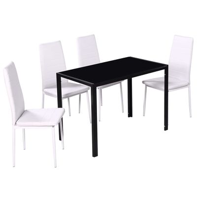 vidaXL 5-dijelni blagovaonski set sa stolom crno-bijeli