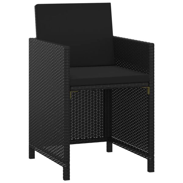 vidaXL 3-dijelni vrtni blagovaonski set s jastucima od poliratana crni