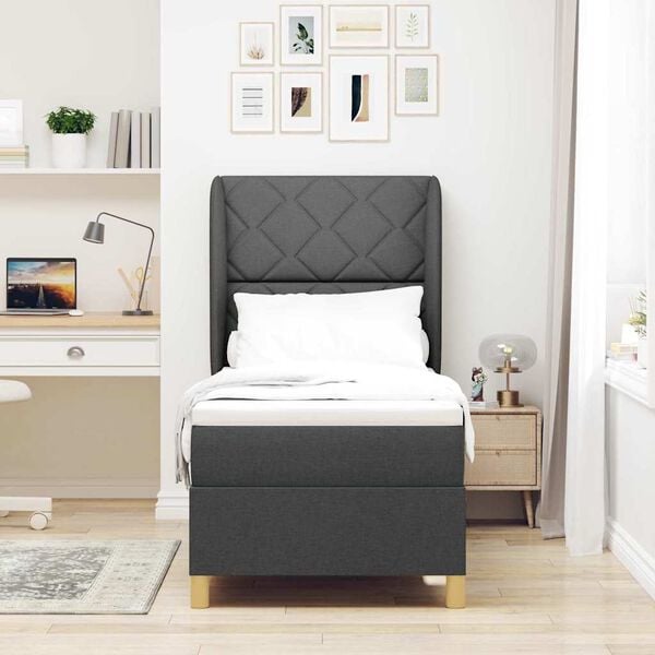 vidaXL Podna opruga s madracem Tamno siva 90x190 cm Tamno siva tkanina