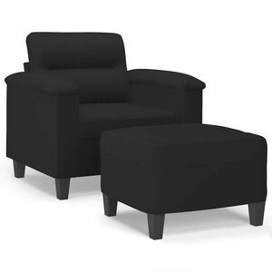 vidaXL Fotelja s tabureom crna 60 cm od mikrovlakna