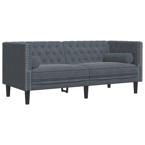 vidaXL Dvosjed Chesterfield s jastučićima tamnosivi bar&scaron;unasti