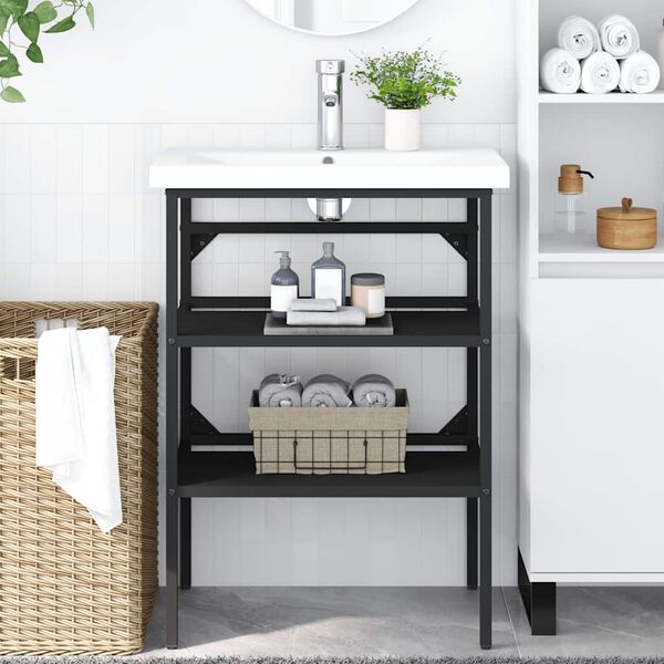 vidaXL Okvir za kupaonski umivaonik crni 59 x 38 x 83 cm željezni