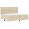 vidaXL LED Box Spring Krevet s uzglavljem Krema 200 x 200 cm tkanina