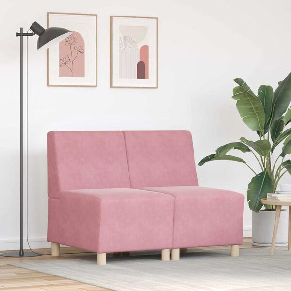 vidaXL Modularna sofa bez naslona 2 pcs Ružičasta 55 x 74 x 82 cm
