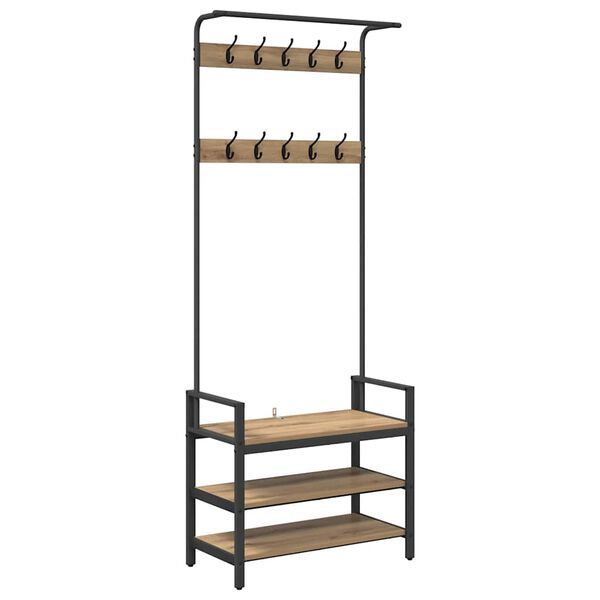 vidaXL Vje&scaron;alica za kapute s policom Umjetnički hrast 75 x 34 x 184 cm