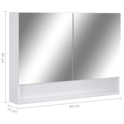 vidaXL LED kupaonski ormarić s ogledalom bijeli 80 x 15 x 60 cm MDF
