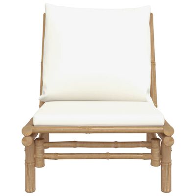 vidaXL Vrtne stolice 2 kom s krem bijelim jastucima od bambusa