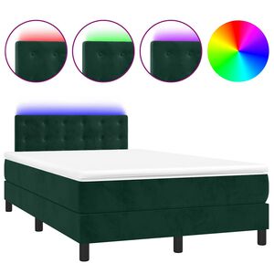 vidaXL Krevet box spring s madracem LED tamnozeleni 120x200 cm bar&scaron;un