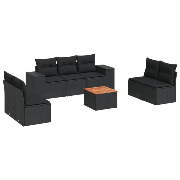vidaXL 8-dijelni set vrtnih sofa od poliratana s jastucima crni