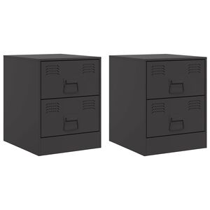 vidaXL Noćni ormarići 2 kom crni 34,5 x 39 x 44 cm čelični