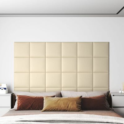vidaXL Zidne ploče od umjetne kože 12 kom krem 30 x 30 cm 1,08 m²