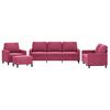 vidaXL 4-dijelni set sofa s jastucima crvena boja vina baršunasti