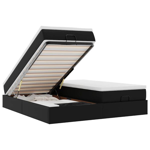 vidaXL Otomanski okvir kreveta s madracima crni 160x200cm umjetna koža