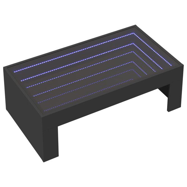 vidaXL Stolić za kavu s beskonačnim LED svjetlima crni 90x50x30 cm