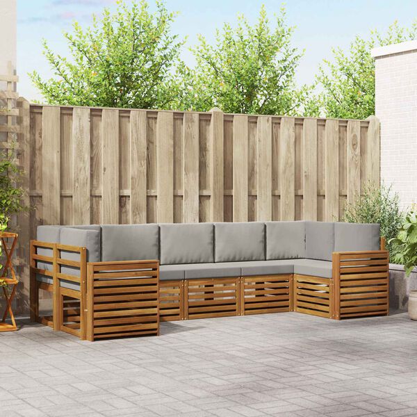 vidaXL Sekcijska garnitura s jastukom 7 pcs Prirodna i svijetlo siva