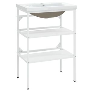 vidaXL Kupaonski okvir s ugrađenim umivaonikom bijeli željezni