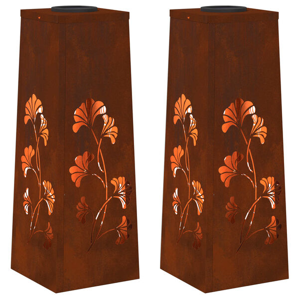 vidaXL Solarna LED svjetlost za stazu 2 pcs Corten čelik Corten čelik