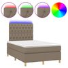 vidaXL Krevet box spring s madracem LED smeđesivi 120 x 200 cm tkanina