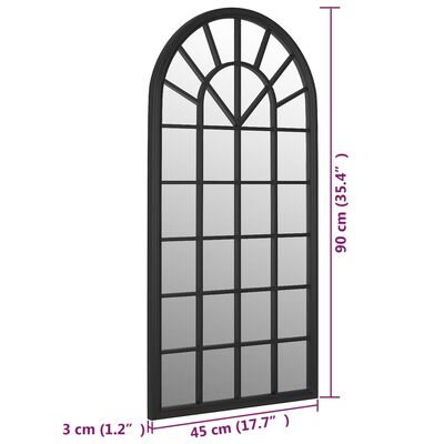 vidaXL Vrtno ogledalo crno 90 x 45 cm željezno za vanjsku upotrebu
