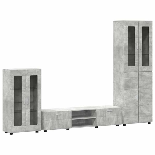 vidaXL Set TV komoda s ladicama FLORIN Betonski sivi Konstruirano drvo