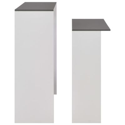 vidaXL Barski stol s 2 stolne ploče bijelo-sivi 130 x 40 x 120 cm