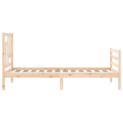 vidaXL Okvir kreveta s uzglavljem za jednu osobu od masivnog drva