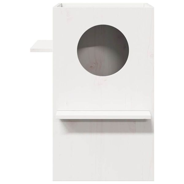 vidaXL Kuća za mačke bijela 43x43x60 cm od masivne borovine