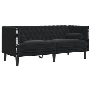 vidaXL Dvosjed Chesterfield s jastučićima crni bar&scaron;unasti