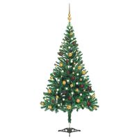 vidaXL Umjetno osvijetljeno božićno drvce s kuglicama 210 cm 910 grana