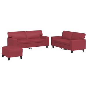 vidaXL 3-dijelna sofa garnitura vino crvena umjetna koža