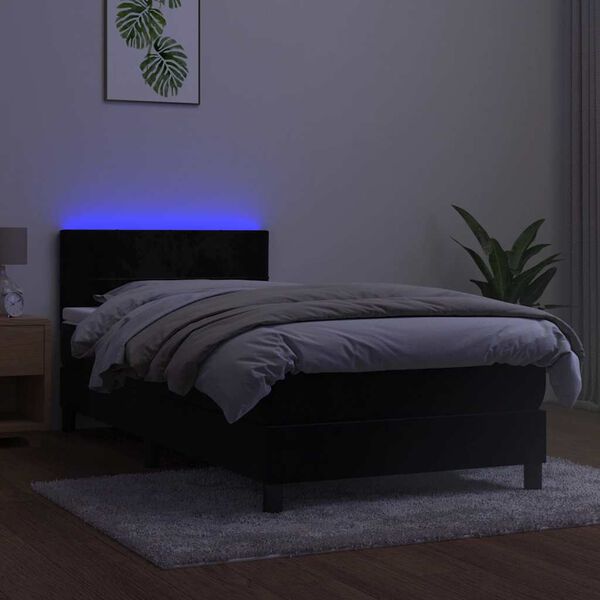 vidaXL Krevet box spring s madracem LED crni 80 x 200 cm bar&scaron;unasti