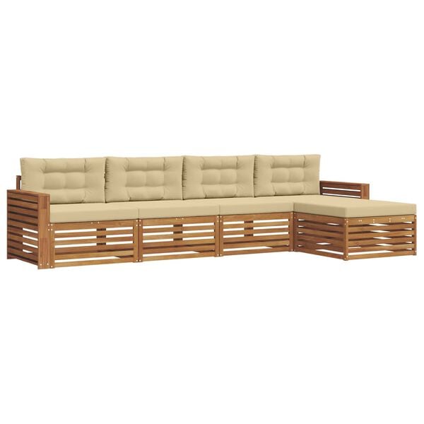 vidaXL Set vanjskih sofa s jastukom 5 pcs Prirodna i bež