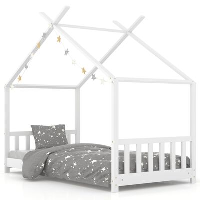 vidaXL Okvir za dječji krevet od masivne borovine bijeli 80 x 160 cm
