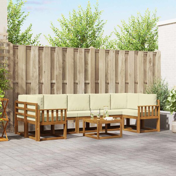 vidaXL Set vanjskih sofa s jastukom 8 pcs Prirodna i krem