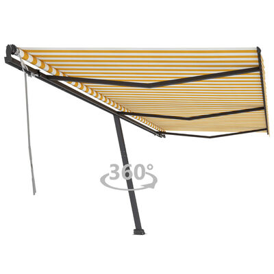 vidaXL Samostojeća tenda na ručno uvlačenje 600 x 350 cm žuto-bijela
