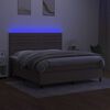 vidaXL Krevet box spring s madracem LED smeđesivi 180x200 cm tkanina