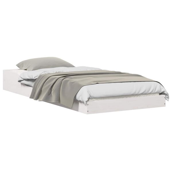 vidaXL Krevetna konstrukcija Bijelo 100 x 200 cm Čvrsto borovo drvo