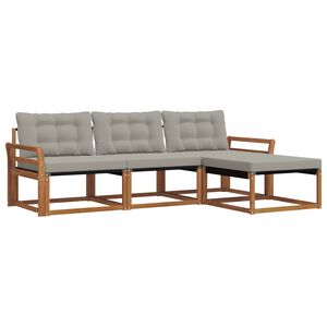 vidaXL Set vanjskih sofa s jastukom 4 pcs Prirodna i svijetlo siva