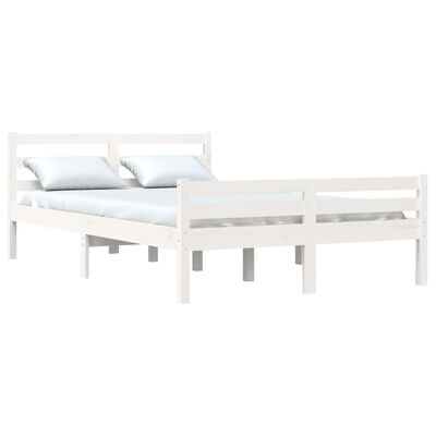 vidaXL Okvir za krevet od masivne borovine bijeli 150 x 200 cm king
