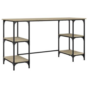 vidaXL Radni stol boja hrasta 140x50x75 cm metal i konstruirano drvo