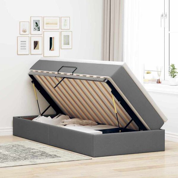 vidaXL Krevet s madracem i skladi&scaron;tem Tamno siva 90 x 190 cm Poliester