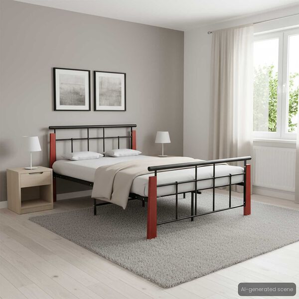 vidaXL Okvir za krevet od metala i masivne hrastovine 120 x 200 cm